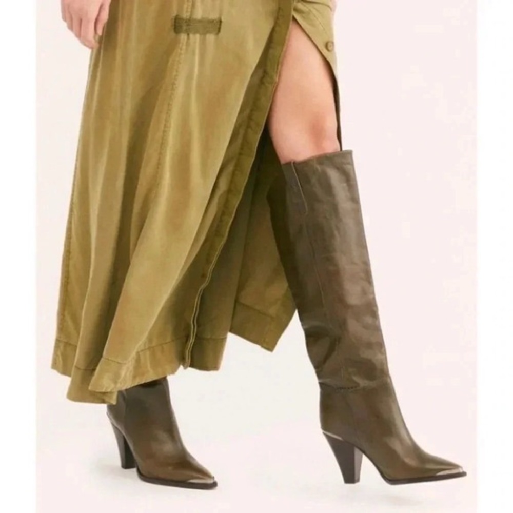 FREE PEOPLE Stevie boot in Olive/Coffee Leather Size 39